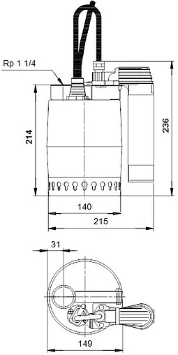 Насос дренажный Q=11.2м³/ч H=7.5м Grundfos UNILIFT KP 250-AV1 012H1900