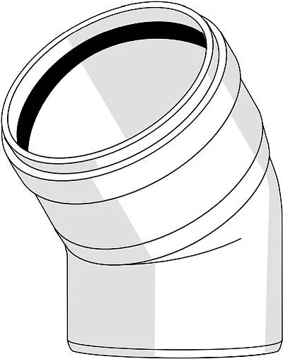 Отвод внутренний бесшумный D=75мм Угол 45° Rehau Raupiano Plus 11211641002