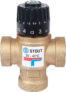 Трехходовой термостатический смесительный клапан ¾&quot; +20...+43°С Kvs 1.6 Stout SVM-0110-164320, 4