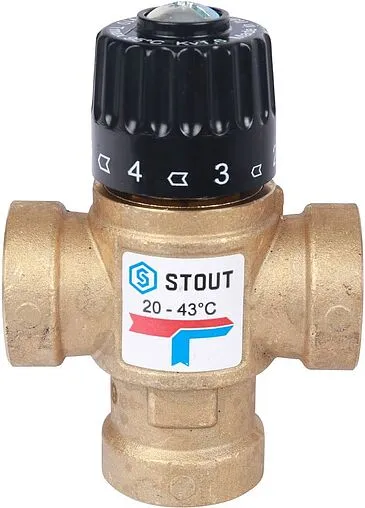 Трехходовой термостатический смесительный клапан ¾" +20...+43°С Kvs 1.6 Stout SVM-0110-164320