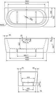 Ванна акриловая Cezares Slim Wall 180x80 белый/панель черный матовый Ванна акриловая Cezares Slim Wall 180x80 белый/панель черный матовый, 2