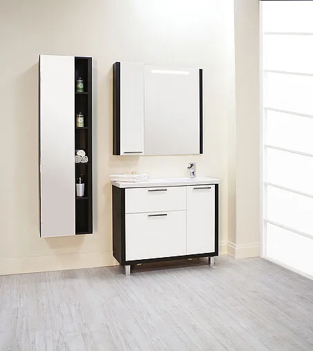 Шкаф-пенал подвесной Aquaton Брайтон 46 белый/венге 1A176803BR500