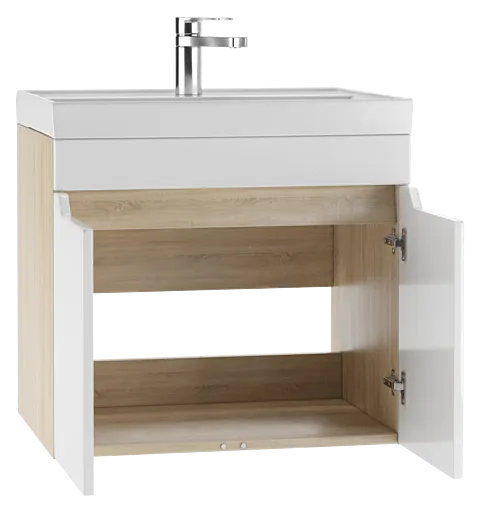 Тумба-умывальник подвесной Айсберг Мечта 60 белый/дуб сонома DM2316T+4607152361674