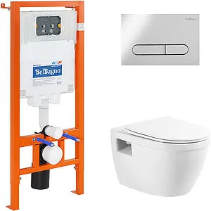 Комплект 5 в 1 BelBagno Loto BB070CHR/SC/BB002-80/BB005-PR-CHROME с кнопкой хром глянцевый Комплект 5 в 1 BelBagno Loto BB070CHR/SC/BB002-80/BB005-PR-CHROME с кнопкой хром глянцевый, 1