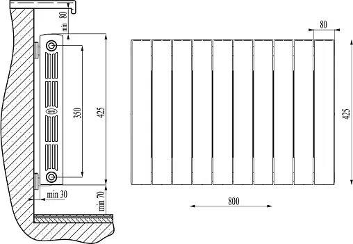 Радиатор биметаллический 10 секций Rifar SUPReMO 350 RS35010