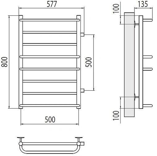 Полотенцесушитель водяной лесенка Terminus Евромикс П8 500х800 бп500 полированная сталь 4670078530158