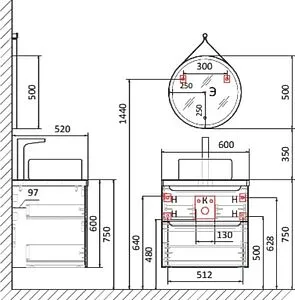 Тумба под умывальник подвесная Jorno Wood 60 белый wood.01.60/P/W Тумба под умывальник подвесная Jorno Wood 60 белый wood.01.60/P/W, 2