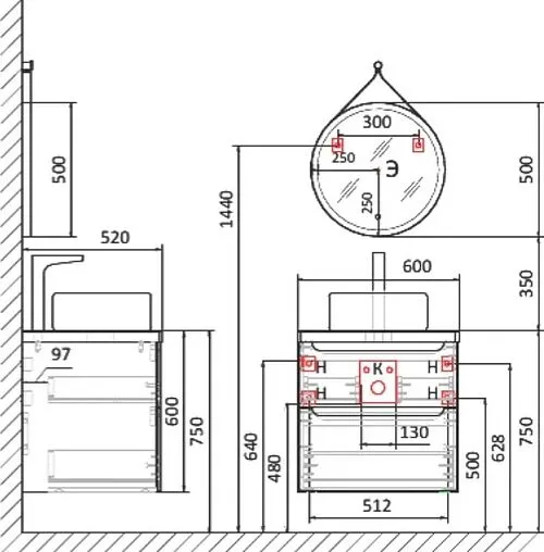 Тумба под умывальник подвесная Jorno Wood 60 белый wood.01.60/P/W Тумба под умывальник подвесная Jorno Wood 60 белый wood.01.60/P/W