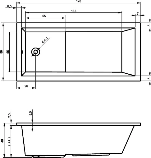 Ванна акриловая Riho LUSSO PLUS 170x80 B006001005