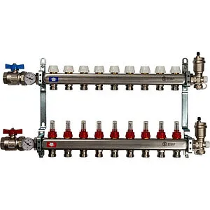 Группа коллекторная с расходомерами 9 отводов 1&quot;в/в x ¾&quot;ек Stout SMS 0907 000009, 1