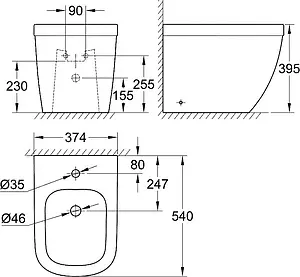 Биде напольное Grohe Euro Ceramic белый 3934000H Биде напольное Grohe Euro Ceramic белый 3934000H, 2