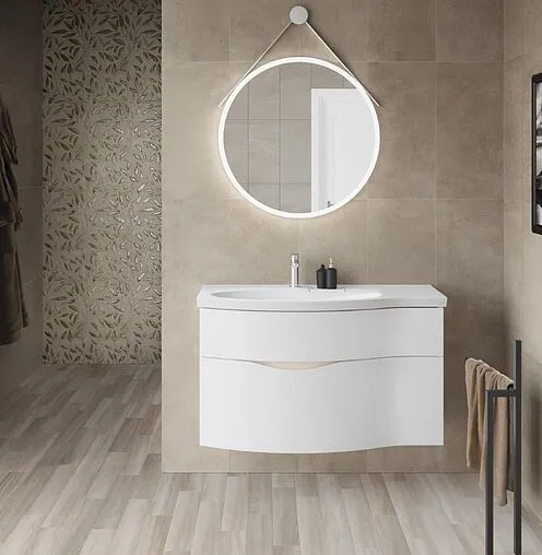 Тумба-умывальник подвесная Kerama Marazzi Riva 100 L белый RV.100LhWHT.M+RV.wb.100Lh