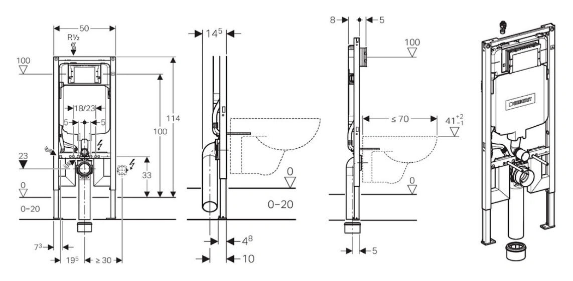 Инсталляция для подвесного унитаза Geberit Sigma 8 111.796.00.1 Инсталляция для подвесного унитаза Geberit Sigma 8 111.796.00.1