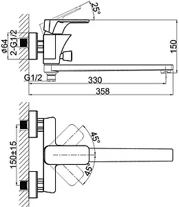 Смеситель для ванны с длинным изливом D&K Berlin Steinbeis белый/хром DA1433316 Смеситель для ванны с длинным изливом D&K Berlin Steinbeis белый/хром DA1433316, 2