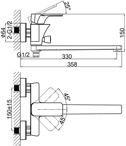 Смеситель для ванны с длинным изливом D&amp;K Berlin Steinbeis белый/хром DA1433316