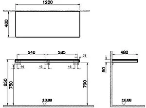 Столешница VitrA Stand 120 тёмный вяз 66658, 2
