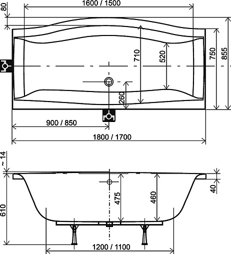 Ванна акриловая Ravak MAGNOLIA 170 x75 C501000000