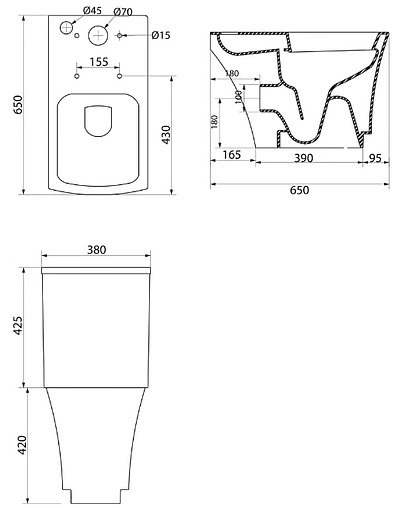 Унитаз-компакт безободковый BelBagno Regina белый BB104CP+BB104T