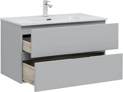 Тумба под умывальник подвесная Aquanet Алвита New 90 серый 00303922