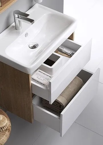 Тумба под умывальник подвесная Aqwella City 43 белый/дуб канадский CI0105DK