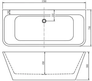 Ванна акриловая отдельностоящая Aquanet Family Perfect 170x75 Gloss Finish белый/панель Black matte 13775-GW-MB, 2