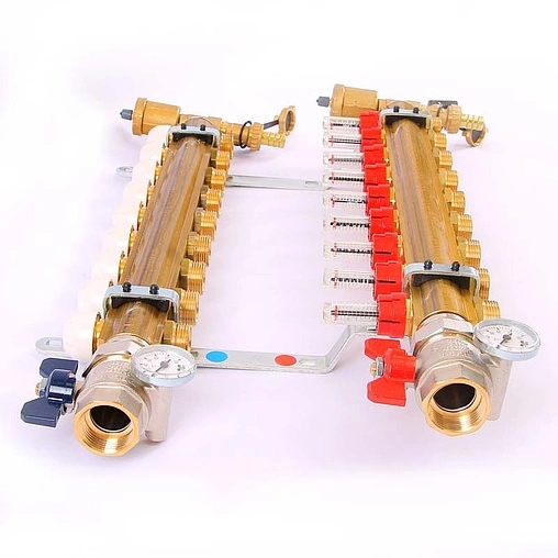 Группа коллекторная с расходомерами 9 отводов 1&quot;в/в x ¾&quot;ек Tiemme 3870009