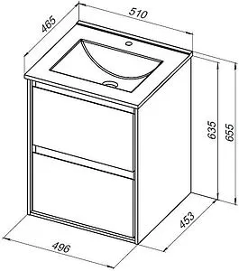 Тумба-умывальник подвесная Aquanet Милан 50 дуб рустикальный 00336376+00303190, 2