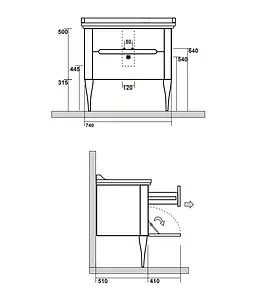 Тумба под умывальник Kerasan Waldorf 75 белый матовый 919330bi mat Тумба под умывальник Kerasan Waldorf 75 белый матовый 919330bi mat, 2