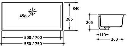 Раковина Kerasan Slim 75 белый 022501