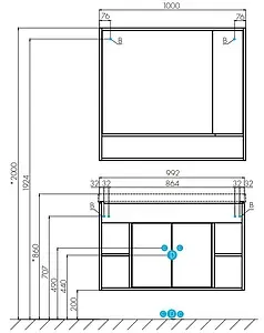 Шкаф-зеркало Aquaton Флай 100 R белый/дуб крафт 1A237802FAX10, 2
