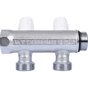 Коллектор регулирующий проходной 2 отвода ¾"в/н x ½"к Tiemme MAXIMA 1860008 Коллектор регулирующий проходной 2 отвода ¾"в/н x ½"к Tiemme MAXIMA 1860008, 3