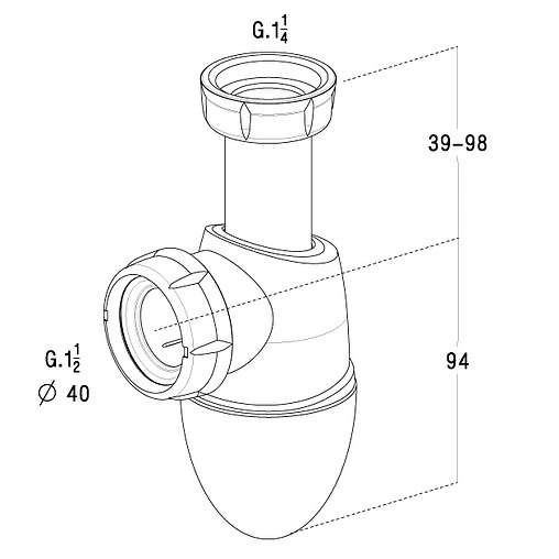 Сифон бутылочный для раковины Nicoll EASYPHON BM24S белый 0201285