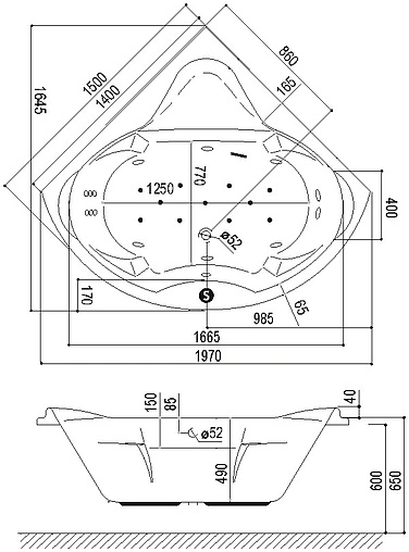 Ванна акриловая Excellent Konsul 150x150 WAEX.KON15WH