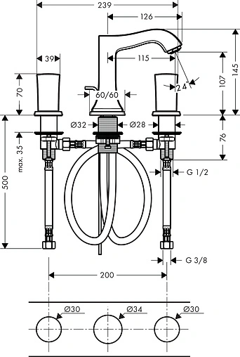 Смеситель для раковины Hansgrohe Metropol Classic 110 хром/золото 31304090