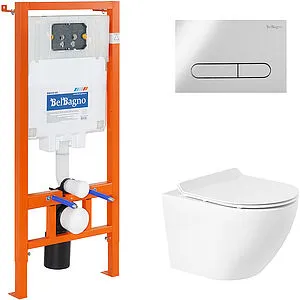 Комплект 5 в 1 BelBagno Sfera-R BB046CHR/BB2111SC/BB002-80/BB005-PR-CHROME с кнопкой хром глянцевый, 1
