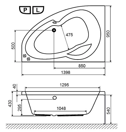 Ванна акриловая Excellent Newa 140x95 L WAEX.NEL14WH