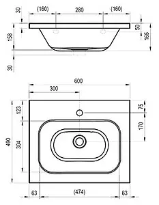 Раковина Ravak Chrome 60 белый XJG01260000 Раковина Ravak Chrome 60 белый XJG01260000, 2
