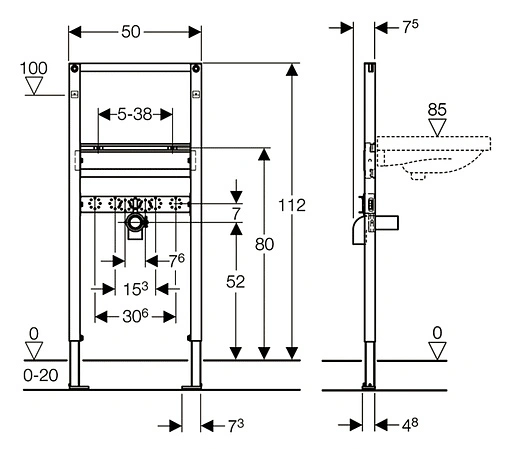 Инсталляция для раковины Geberit Duofix 111.490.00.1