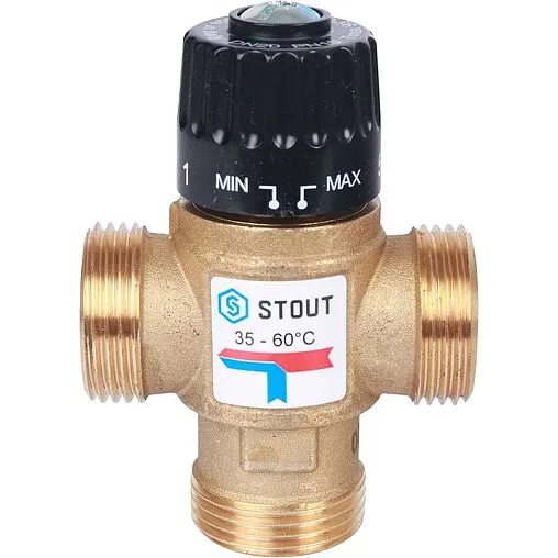 Трехходовой термостатический смесительный клапан 1&quot; +35...+60°С Kvs 2.5 Stout SVM-0120-256025