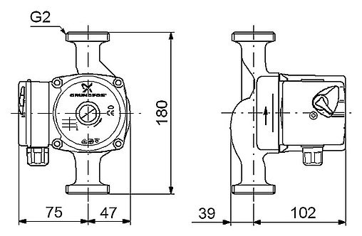Насос циркуляционный Grundfos UPS 32-40 180 96281389