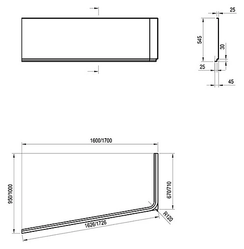 Панель для ванны фронтальная левая Ravak 10° 160 L белый CZ83100A00