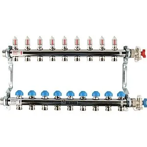 Группа коллекторная с расходомерами 9 отводов 1&quot;н/н x ¾&quot;ек Rehau HKV-D 12080911002, 1