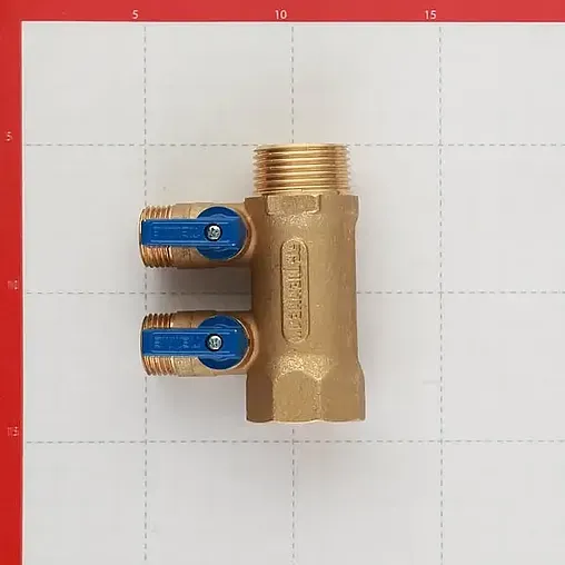 Коллектор запорный проходной 2 отвода 1&quot;в/н x ½&quot;к Tiemme NINO 1820006