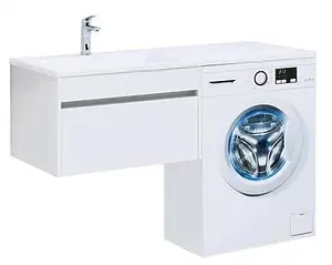 Тумба-умывальник подвесная над стиральной машиной Aquanet Токио 130 L белый 00237745+00235499 Тумба-умывальник подвесная над стиральной машиной Aquanet Токио 130 L белый 00237745+00235499, 3