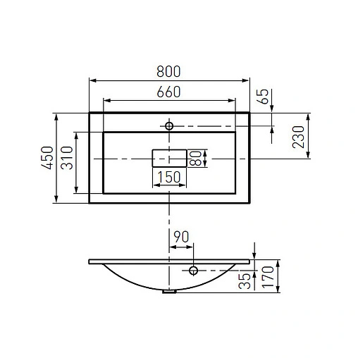 Раковина Aquaton Премьер М 80 белый 1A70493KPR010