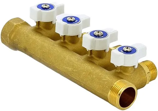 Коллектор запорный проходной 4 отвода ¾&quot;в/н x ½&quot;н Uni-fitt 420G3240