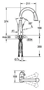 Смеситель для кухни с выдвижным изливом Grohe Zedra хром 32294001, 2