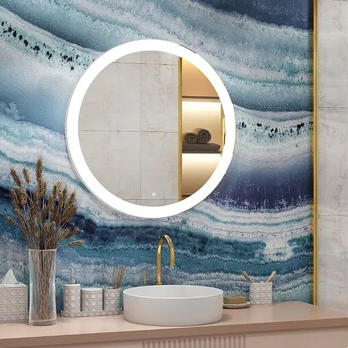 Зеркало с подсветкой Continent Rinaldi Led 77 с часами белый ЗЛП768