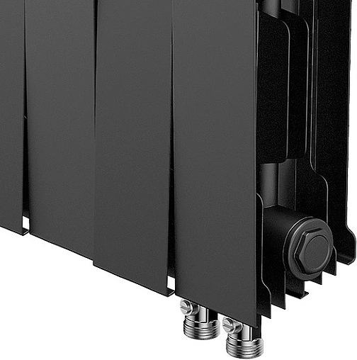 Радиатор биметаллический 14 секции нижнее правое подключение Royal Thermo PianoForte VD 200 Noir Sable RTPNSVDR20014
