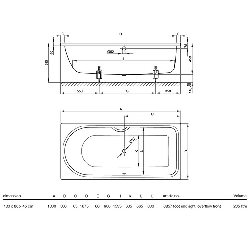 Ванна стальная Bette Ocean 180x80 белый 8857-000
